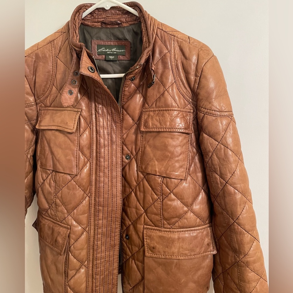 Vintage Eddie Bauer quilted leather jacket